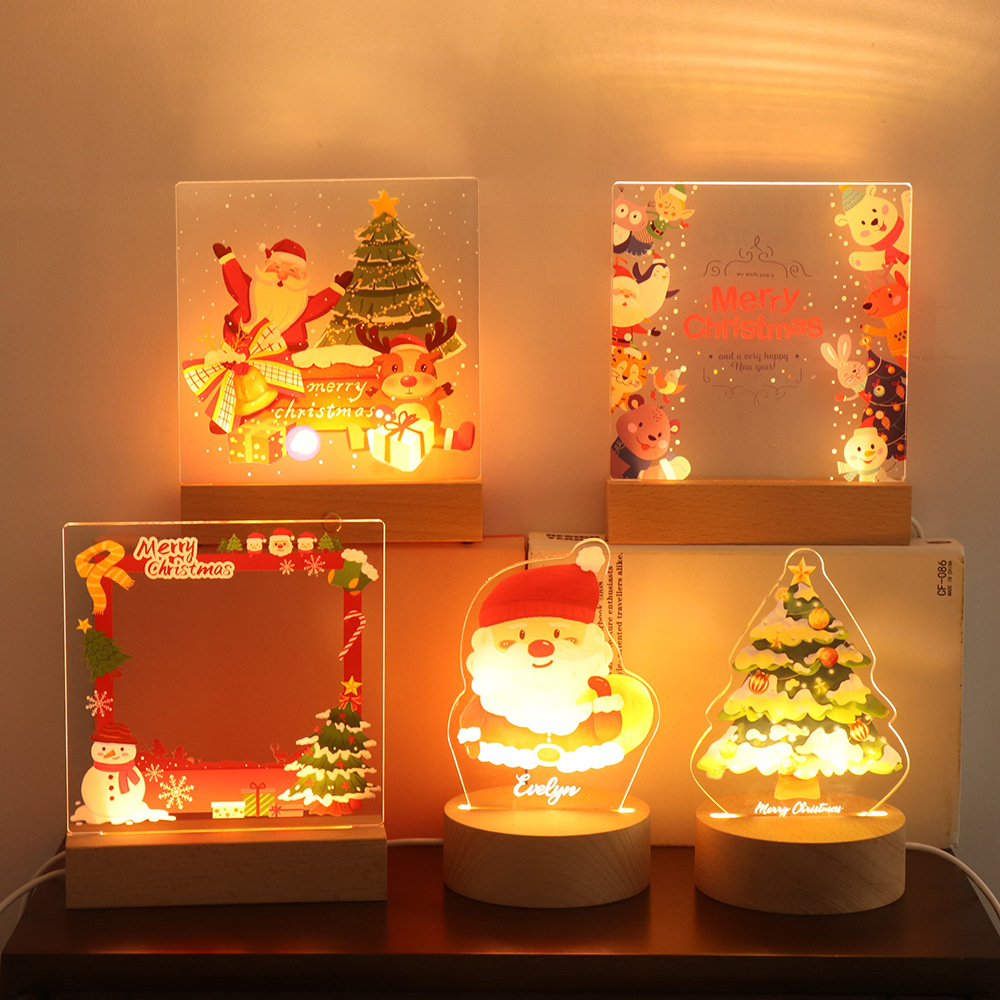 Christmas Gift Night Light, Santa Claus UV Printed Ambient Light, Children's Bedroom Desktop Ornament Gift