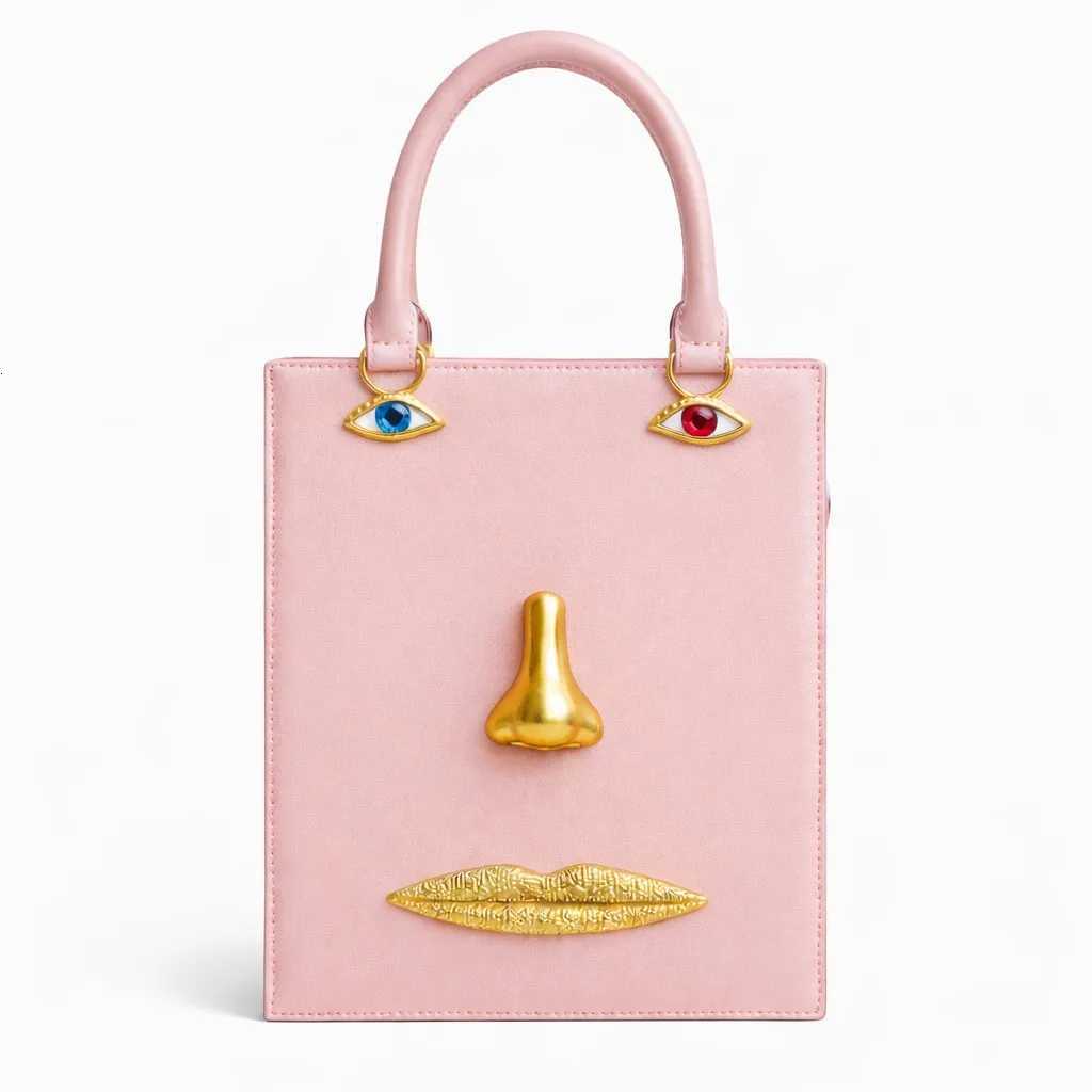 2026 New Womens 3D Face Handbag Niche Design Adult girls Square Single Shoulder Bag Ladies PU Crossbody Bag 1296 C260406