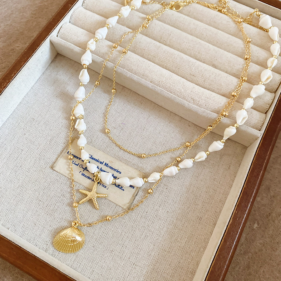 Vacation-style conch starfish shell necklace, light luxury niche high-end clavicle chain, casual and stylish choker for women - view 7