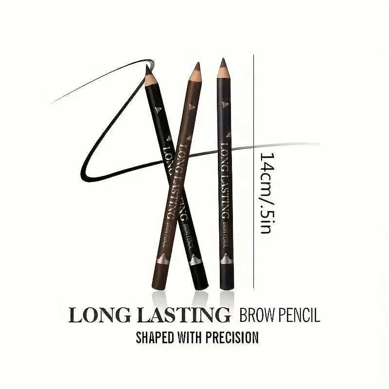 2-in-1 Wooden Handle Waterproof Eyeliner Eyebrow Pencil Sweatproof Makeup Pen for All Skin Types Multi-Use Cosmetic Tool H260406