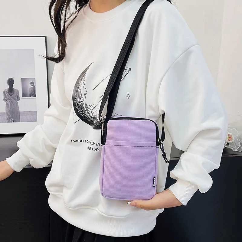 New Fashionable Mini Phone Pouch Square Vertical Tote Bag Simple Shoulder Bag Portable Lightweight Canvas Coin Crossbody Bag C260406