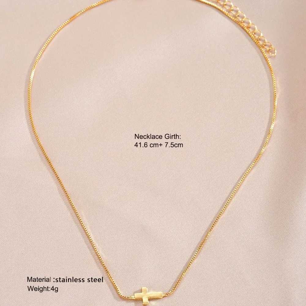 Minimalist Exquisite Gold Color Stainless Steel Cross Pendant Box Chain Adjustable Necklace for Women Collar Chain Jewelry Gifts H260406