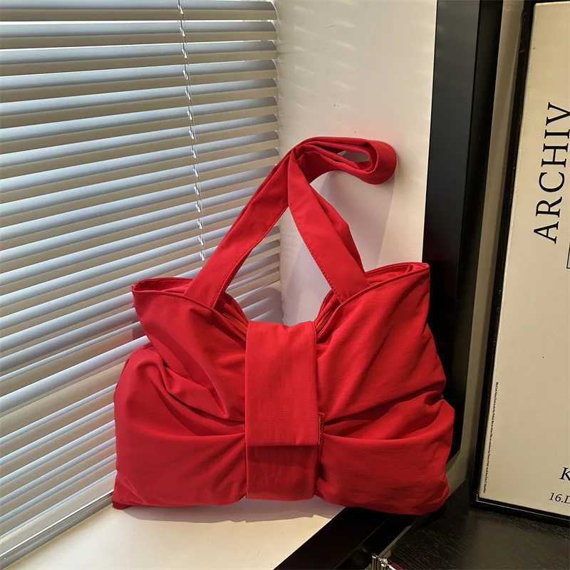 Trendy Crossbody Bags for Women Nylon Big Bow Shape Solid Shoulder Bags Zipper Large Capacity Unique Design Hot Casual Tote C260406