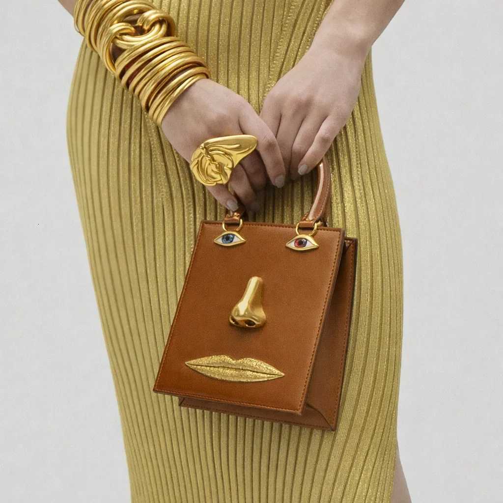 2026 New Womens 3D Face Handbag Niche Design Adult girls Square Single Shoulder Bag Ladies PU Crossbody Bag 1296 C260406