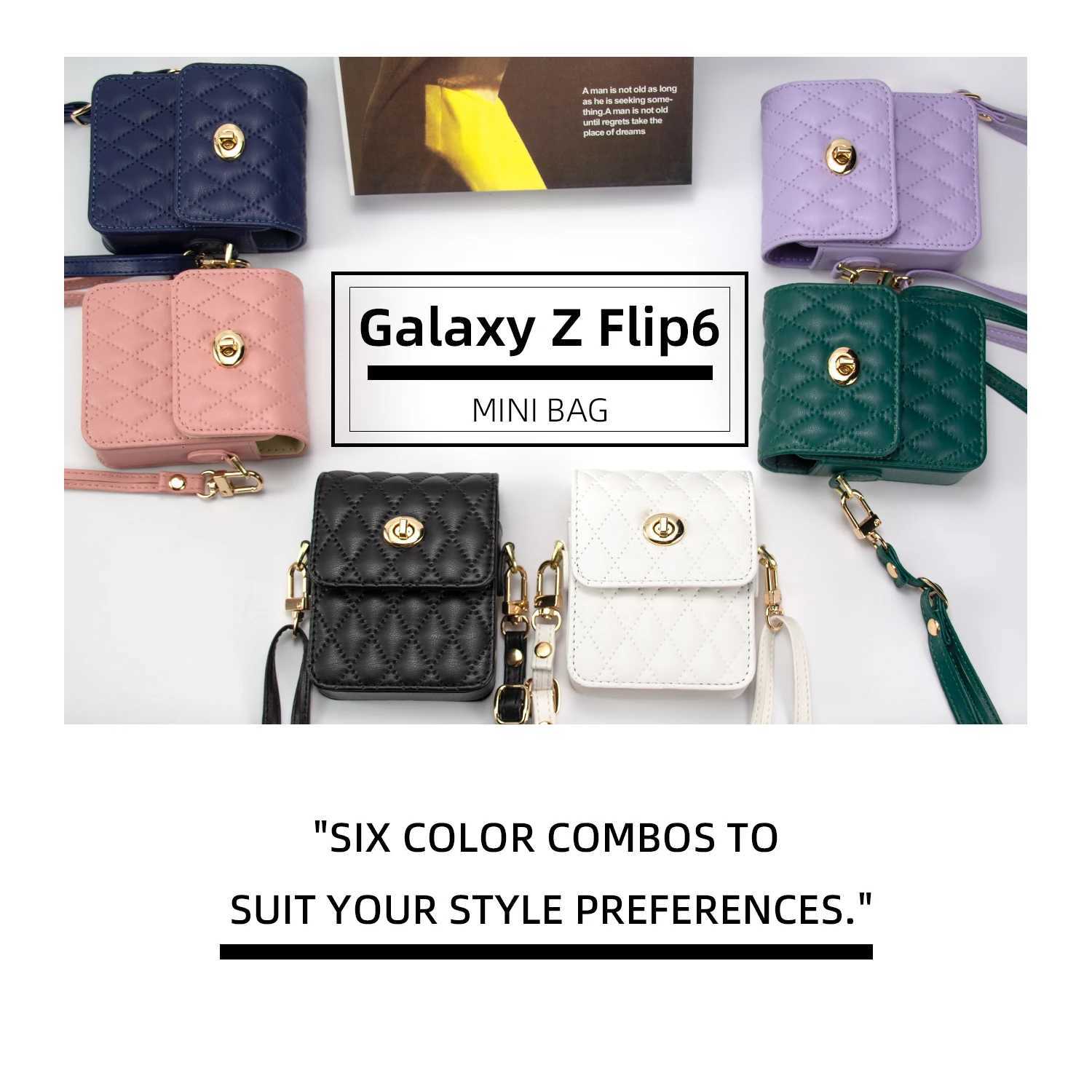 WomenGirls Fashion PU Leather Mini Phone Bag With Adjustable Crossbody Lanyard Strap For Galaxy Z Flip 7/6/5/4/3 Phone Case C260406