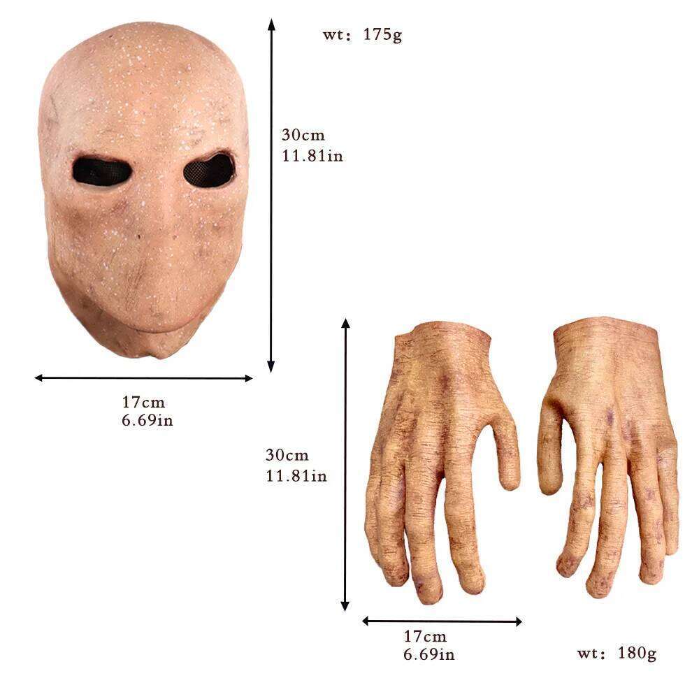Horror Slenderman Mask Gloves Cospaly Faceless Man Alien Skull Latex Hand Masks Halloween Carnival Purim Party Costume Prop Gift 26Y0406 - view 6