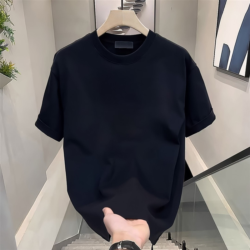 Designer Short-sleeved New Summer Style - High-end Pure Cotton Men's Breathable And Comfortable Casual Round-neck Short-sleeved T-shirt - Light L