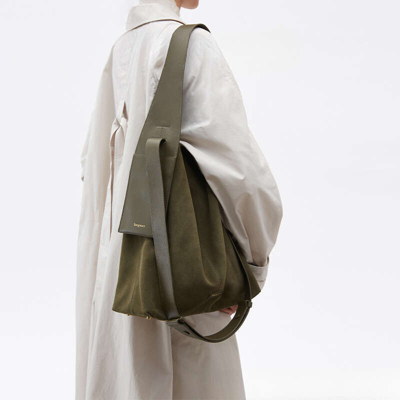 Suede Ear Hanging Tote Casual Commuting Shoulder Crossbody Bag Large Bucket SENYY