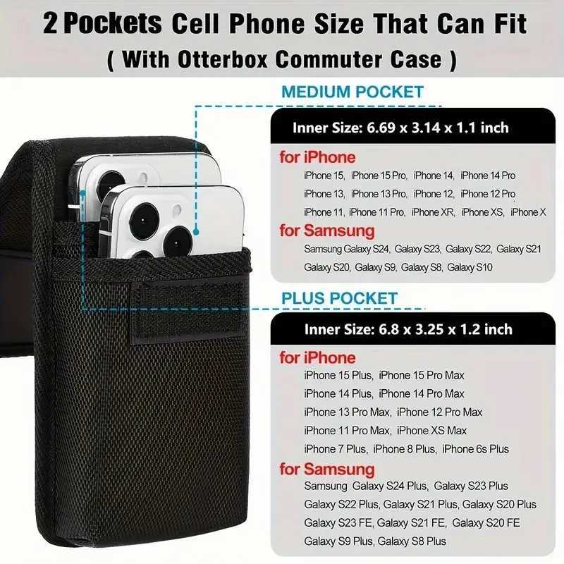 Universal phone bag under 75 inches Nylon Dual Pocket Cell Phone Belt Pouch Case Mens Outdoor bag for iPhone Samsung Xiaomi C260406