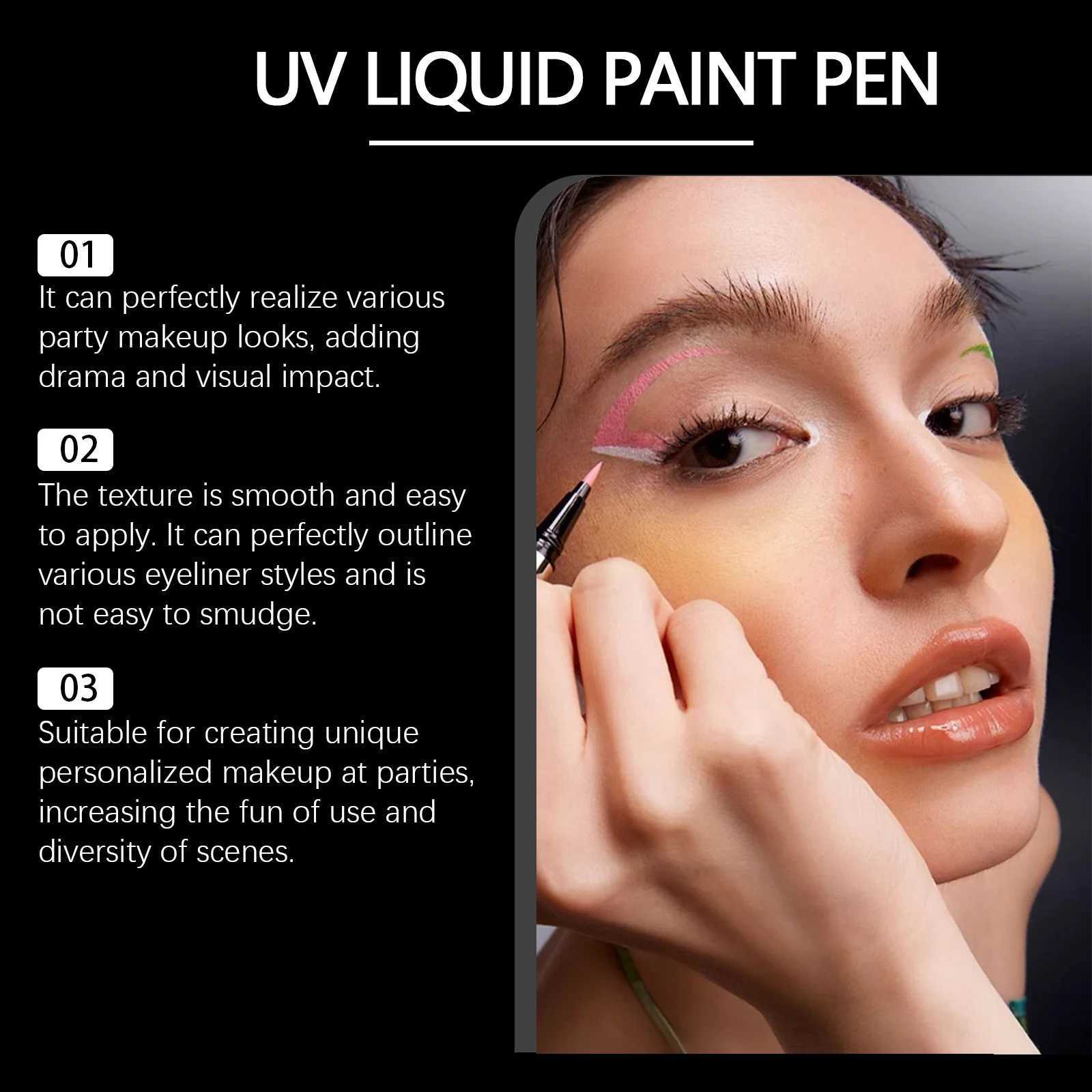 8 Color Eyeliner Pencil UV Neon Liquid Eyeliner Waterproof Long-lasting High Pigmentation Night Luminous Makeup Pens Cosmetics H260406