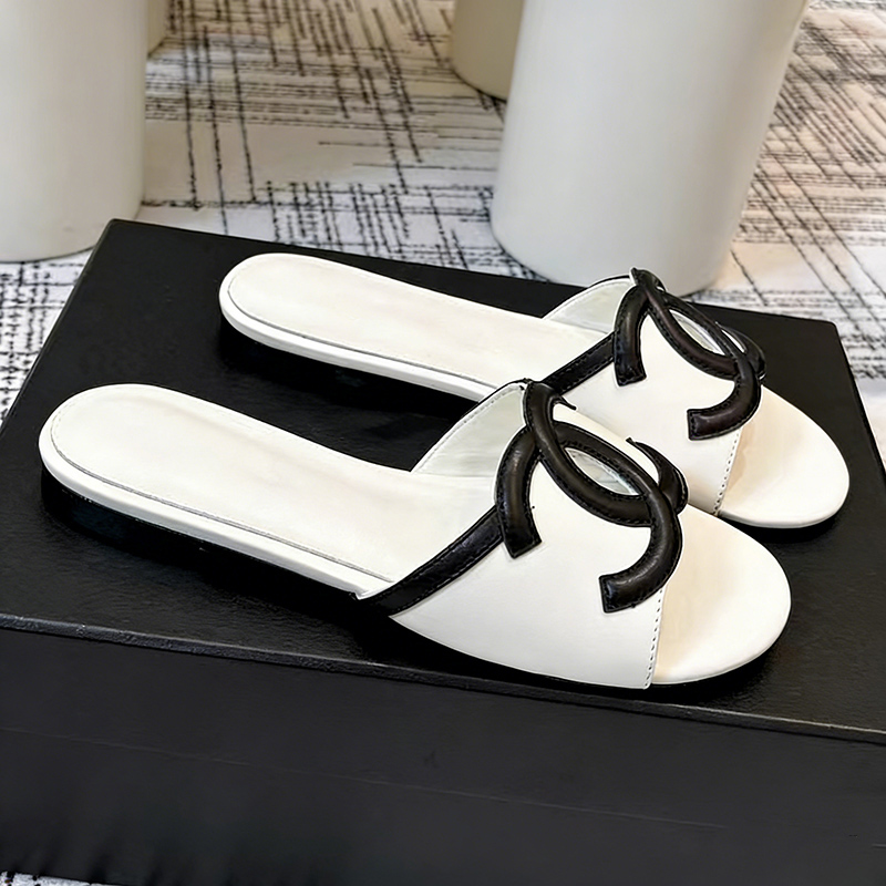 Designer Slide Flat Leather Slipper Pool Flatform Slides Designers Sandal Summer Mules Casual Lady Women Size 35-41