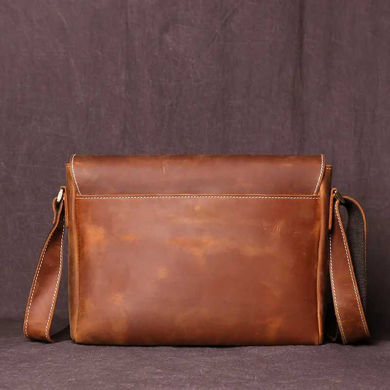 NZPJ Mens Leather Shoulder Bag Crazy-Horse Leather Horizontal Crossbody Bag Top Layer Leather Casual Ipad Bad C260406