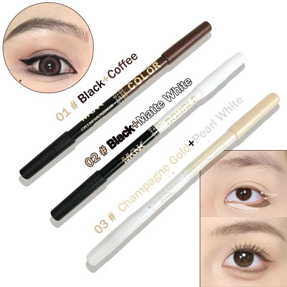 Double Headed Smooth Black Brown Eyeliner Eyebrow Pencil Lasting Waterproof Pearlescent Lying Silkworm Eyeshadow Stick Makeup H260406