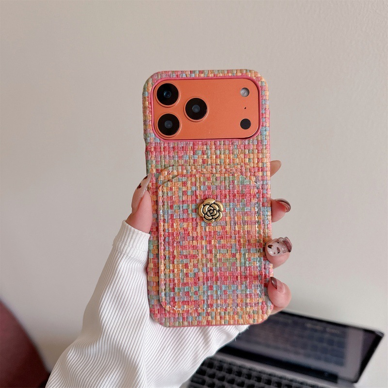 2026 New Designers' Luxury Collection Vintage Camellia Iphone 17 Pro Max Card Holder Case Suitable For 16 Simple 15 Chanel-style 13 Women's 