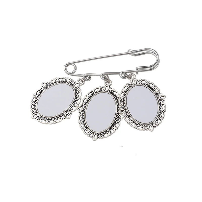 10pcs Bow Shape 1-3 Oval Insert Pendants Sublimation Blank Pin Brooch Metal Wedding Bouquet Diy Po Print with Oval Inserts 260403BJ - view 7