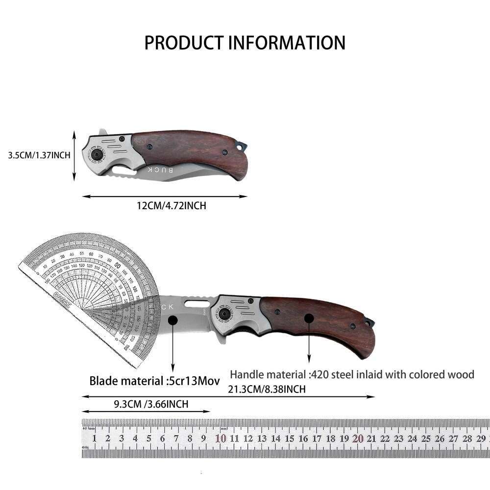 Buck FA 15% off outdoor high-hardness wooden handle household fruit knife, cross-border best-selling multifunctional folding knife
