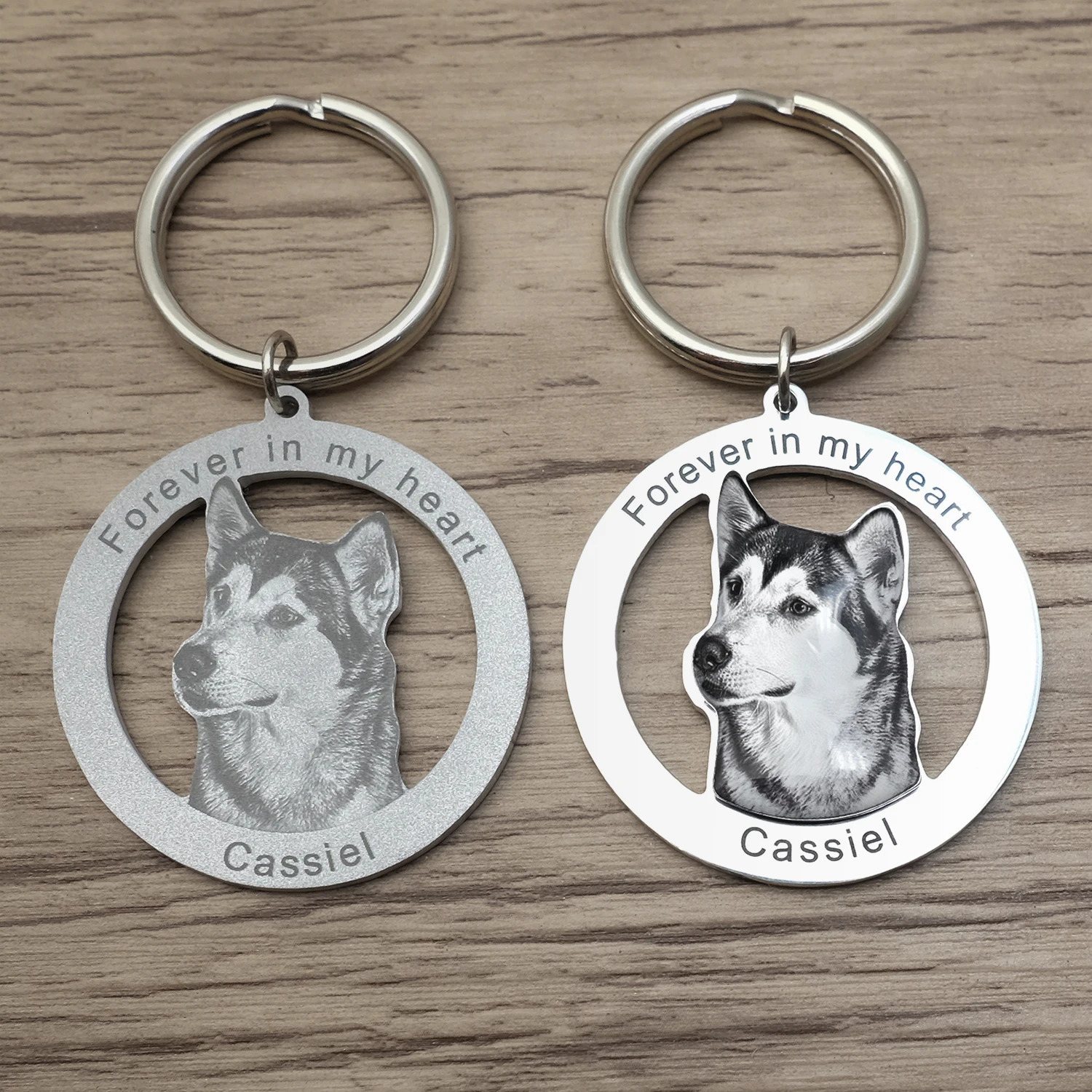 Custom Po Engraved Keychain Personalised Picture Keyring Personalized Memorial Key Chain Your Dog Pet Portrait Customize Gift 260403BJ - view 5