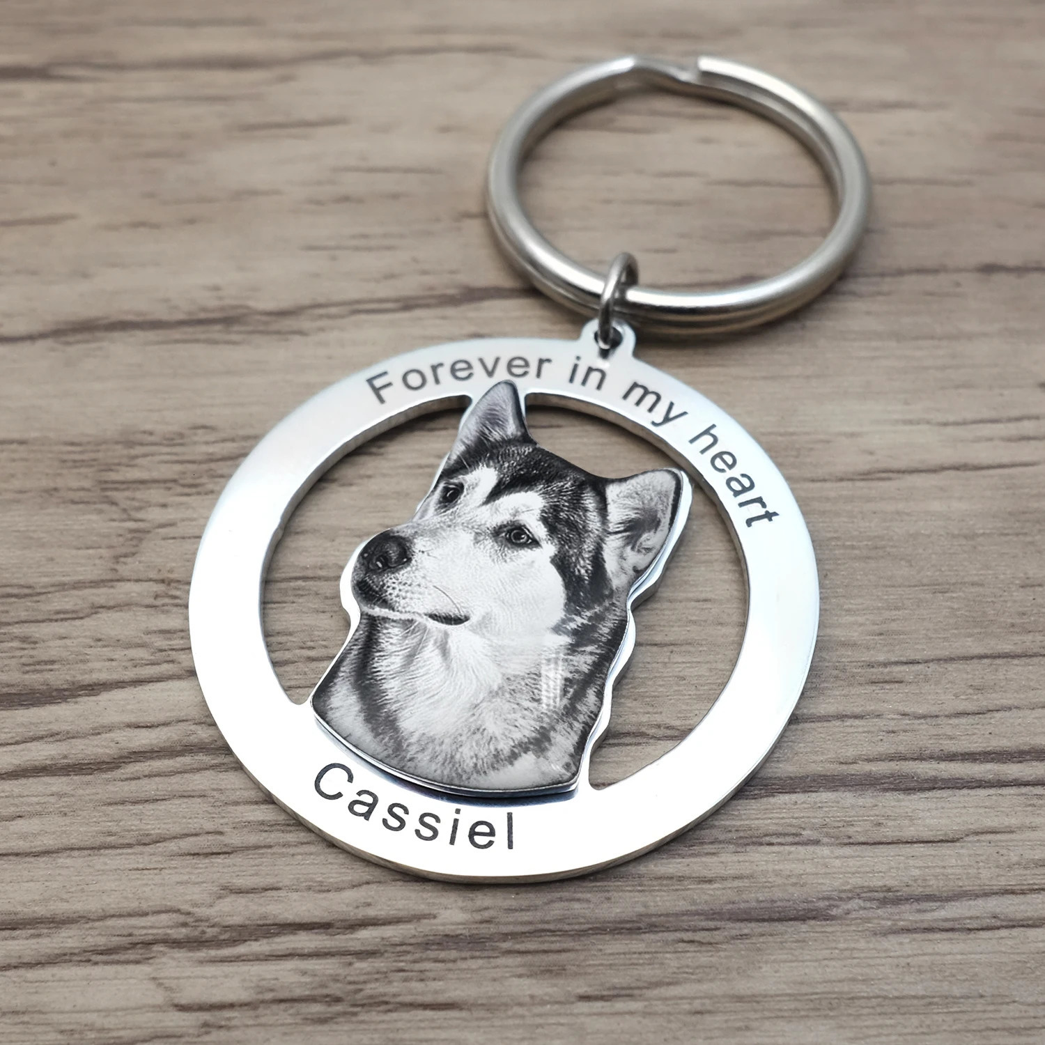Custom Po Engraved Keychain Personalised Picture Keyring Personalized Memorial Key Chain Your Dog Pet Portrait Customize Gift 260403BJ - view 7