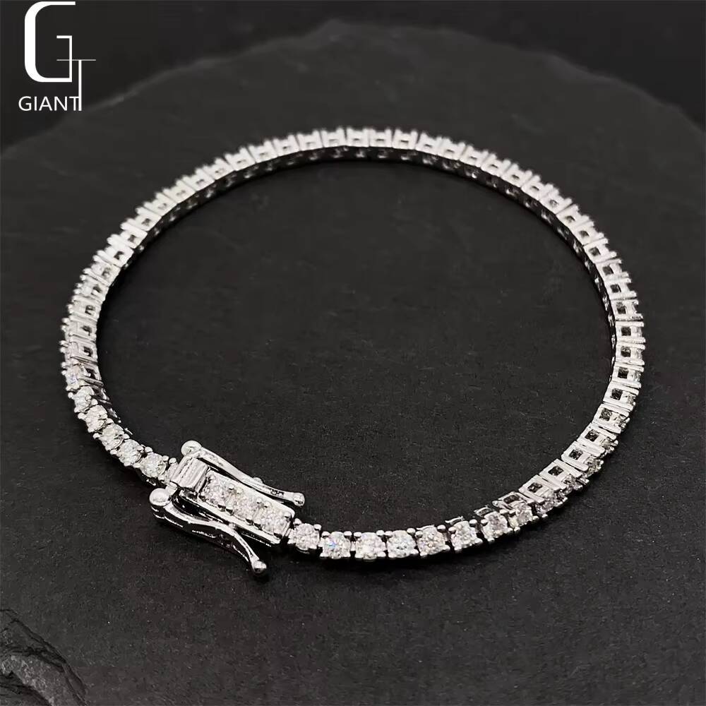 New Arrival 18K Gold Plated GRA Certified VVS Moissanite 2mm Tennis Bracelet 925 Sterling Silver Iced Out Hip Hop Fine Jewelry Pass Diamond Test For M