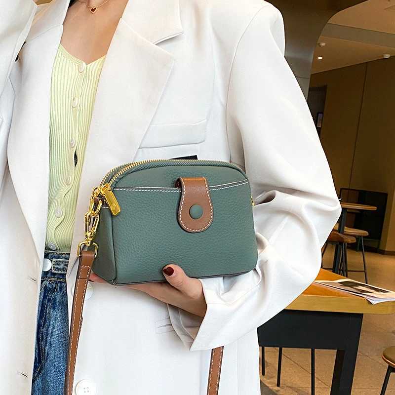 Womens Cowhide Genuine Leather Bag Female FAshion Designer Handbag Ladies Small Square bag RETRO Crossbody Shoulder Bags C260406