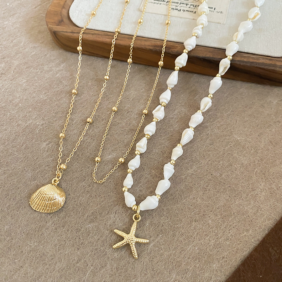 Vacation-style conch starfish shell necklace, light luxury niche high-end clavicle chain, casual and stylish choker for women - view 5