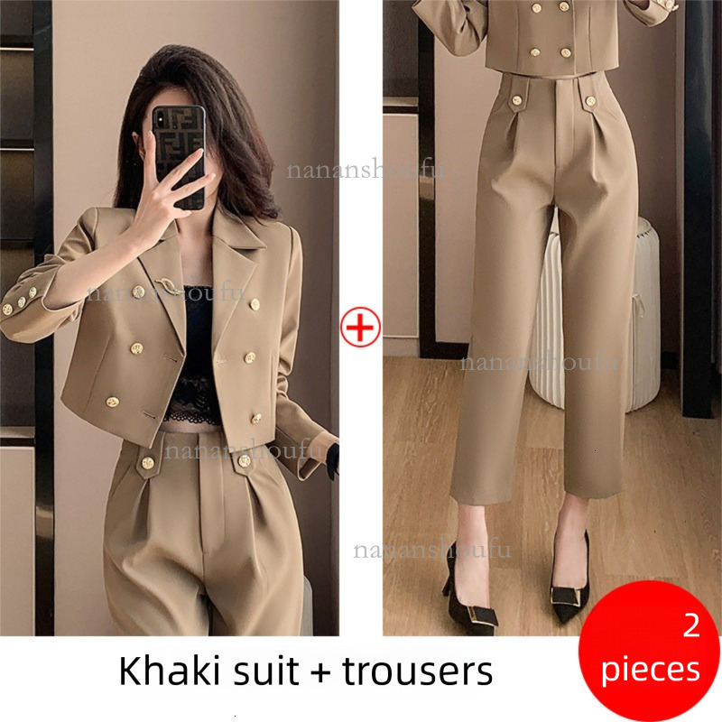 2026 Designer Set High-end Luxury New Women's Simple Double Breasted Business Suit Jacket Slim Fit Casual Pants A-line Sexy Short Skirt Commuting - view 6
