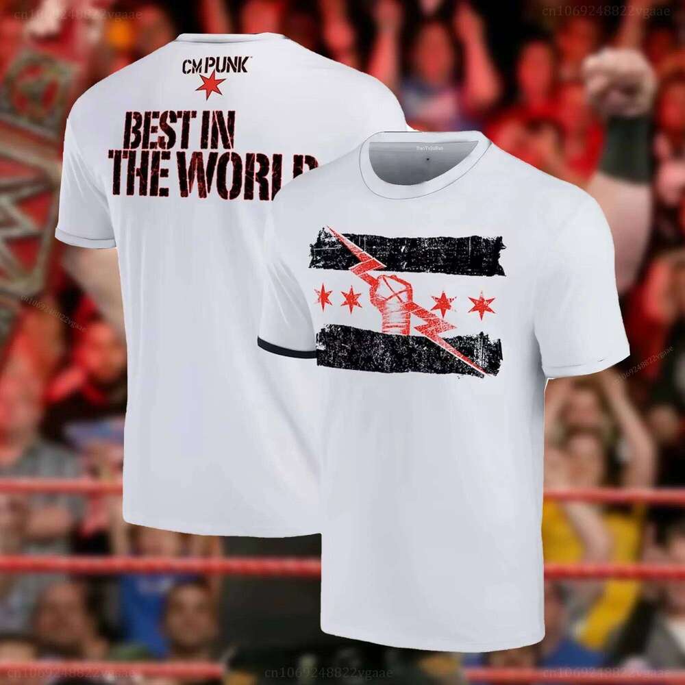 Summer CM Punk T Shirt Wrestling Tshirt Vintage Boxing Gym Cotton Clothes Training Tee Size 26H0406