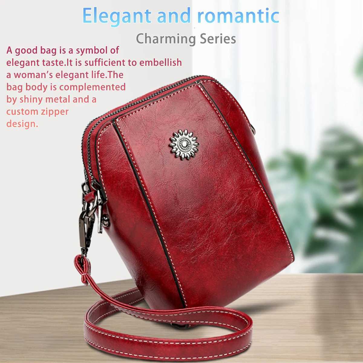 Ladies fashionable soft leather single-shoulder bag trendy vertical design crossbody bag portable phone storage bag C260406