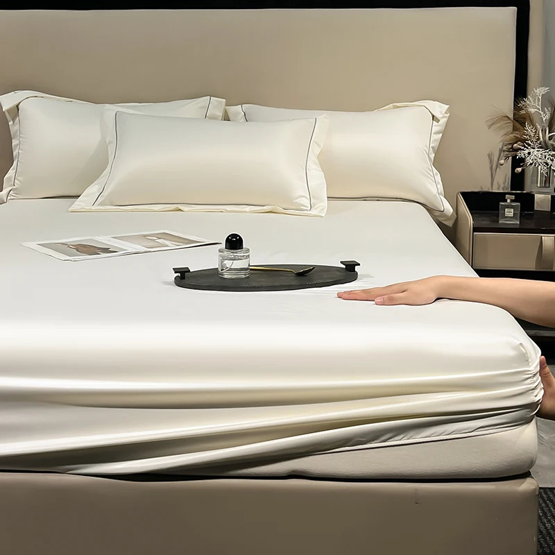 Mulberry Silk Fitted Bed Sheet with Elastic Bands Mattress Cover Single Double Queen King Size Bed Cover 120/140/160/180 260402