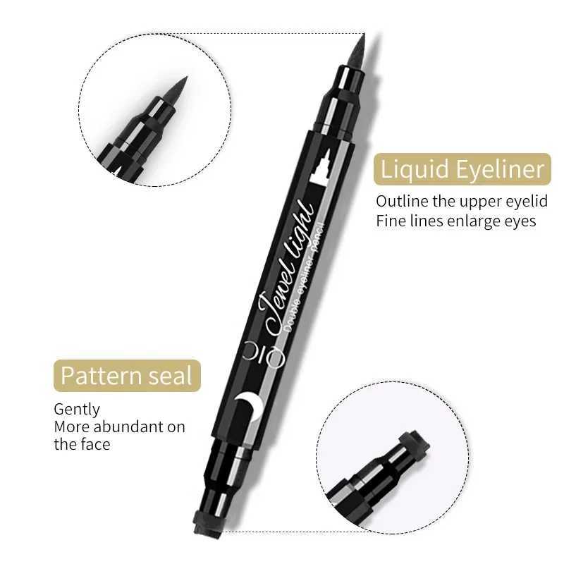 Double Head Moon Star Heart Liquid Eyeliner Pen Black Eye Liner Stamp Makeup Seal Eyeliner Pencil Waterproof Cosmetics H260406