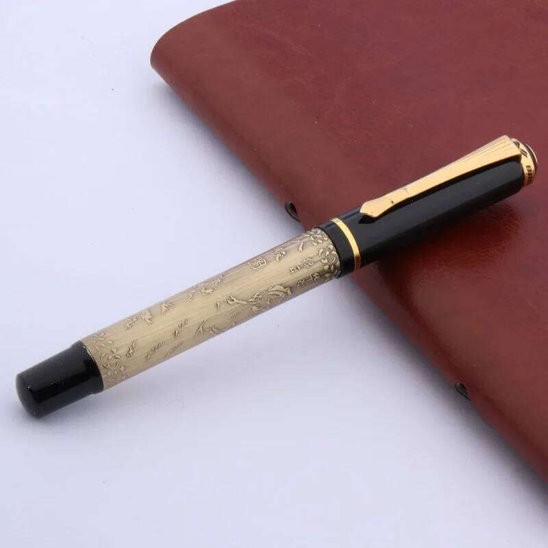 baoer 507 Golden Fountain Pen Xubeihong "the eight horses" GIFT Medium Nib Stationery Office school supplies 26Y0406