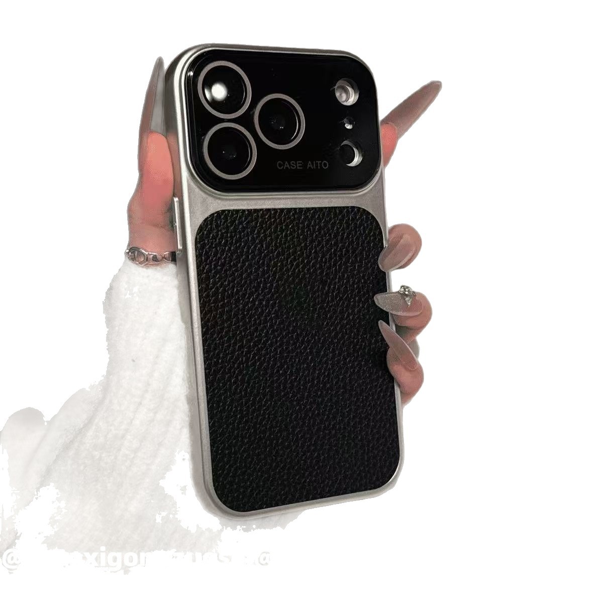 Ins Autumn Winter High value Retro Lychee Texture Big Window Phone Case for iPhone 17 Pro Max 16