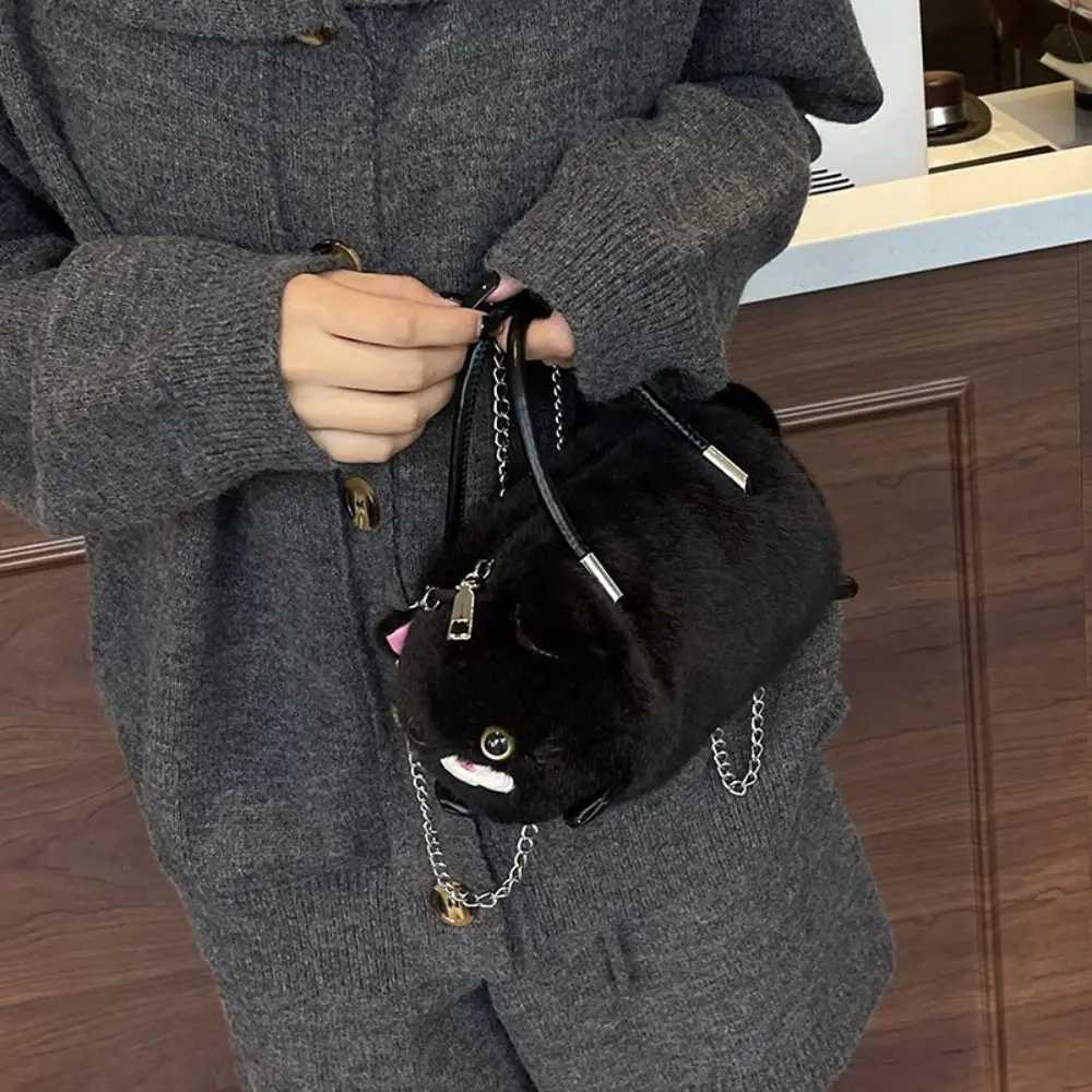 Cute Cat Handbag Plush Large Capacity Shoulder Crossbody Bag Chain Strap Multicolor Bucket Bag Fashion Designer Womens Bag C260406