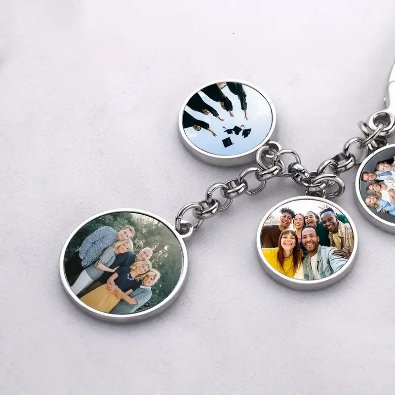 Personalised keychain with 4 exclusive images DIY custom keychain suitable for gifting to family friends classmates 260403BJ - view 4