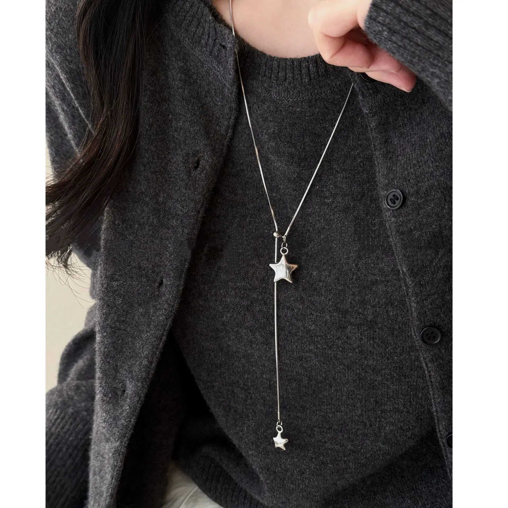 Star Five-pointed Star Sweater Chain - Elegant and Stylish Winter-Spring New Design Long Necklace for Women - Accessory H260406