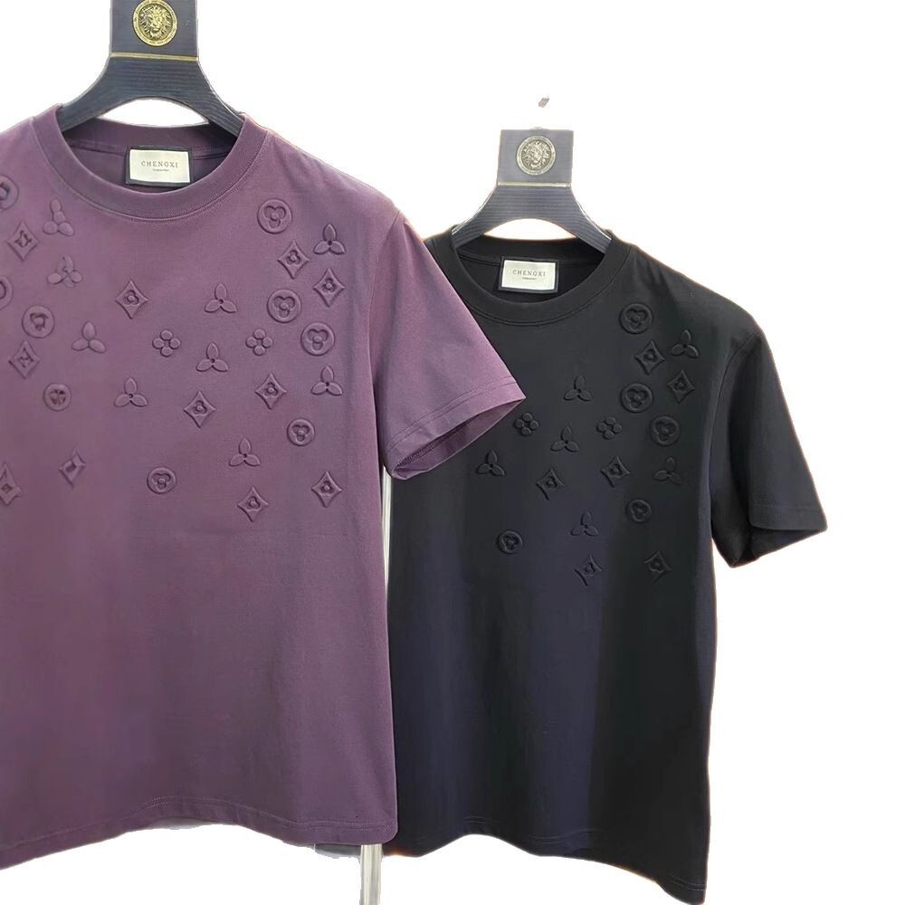 Designer Clothing - New Trendy Casual Short-sleeved T-shirt In Rose Red. Loose And Thick Round-neck Men's And Women's One-piece T-shirt