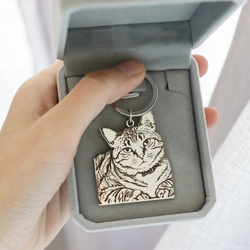 Personalized Pet Po Keychain Custom Engraved Cat Dog Picture Pendant Stainless Steel Gifts Memory Jewelry For Men Women 260403BJ - view 5