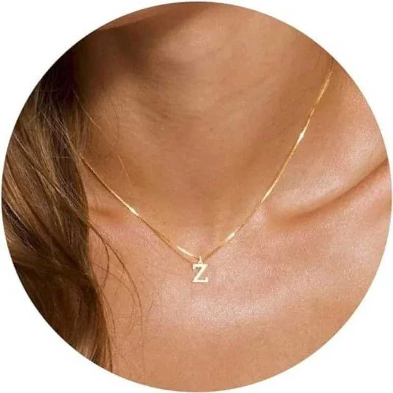 A-Z Initial Necklace 18K Gold Plated Necklace Cute Letter Stainless Steel Necklace for Women H260406