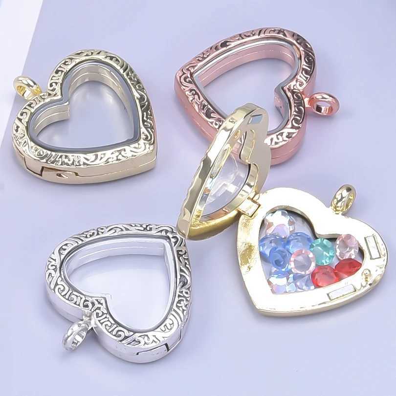 1Pc Trendy Sweet Love Glass Reliquary Photo Locket Pendant Necklaces Goth Heart Cremation Ashes Urn Relicario Collares Jewelry H260406