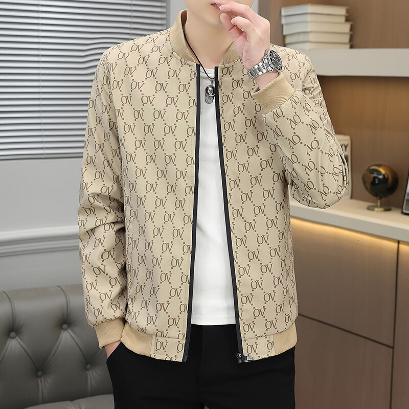 Designer Top 2026 Luxury Men's Clothing Men's Stand-up Collar Jacket Slim Fit Design Simple And Fashionable High-end And Luxurious Printed J - view 3