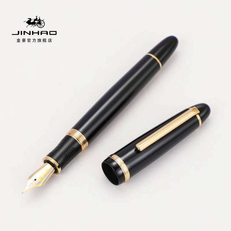 Jinhao 850 /350 Executive Fountain - Ergonomic Metal Calligraphy Pen with Golden Clip, Fine Nib & Converter for Business 26Y0406