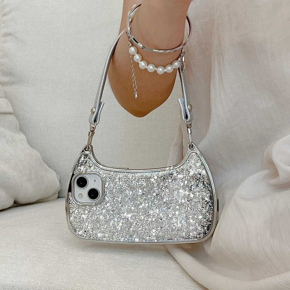 Electroplated Handbag Hand Strap Phone Case For iPhone 17 16 15 14 13 12 11 Pro Max Soft Shockproof Cover C260406