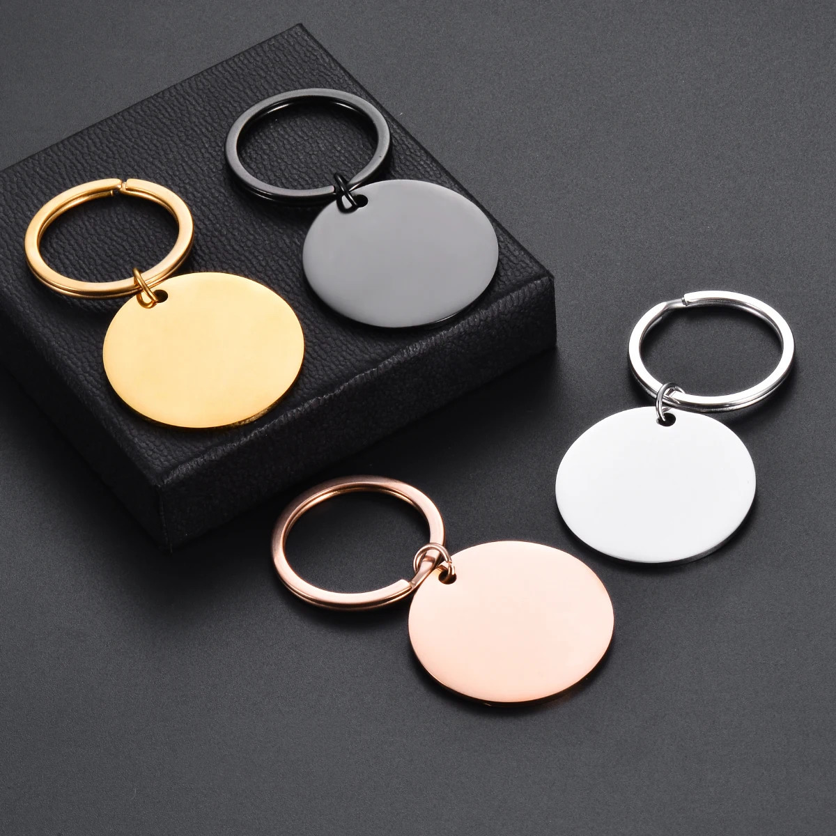 4PCS 25mm/30mm/35mm Stainless Steel Polished Blank Round Tag Key chain Charm Pendants For DIY Custom Jewelry Making Key Rings 260403BJ - view 3