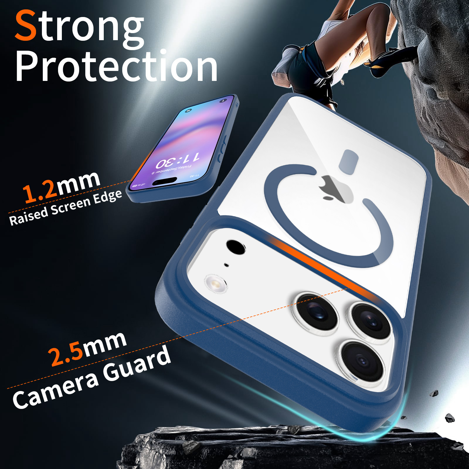 Compatible with iPhone 17 Series Clear 2-in-1 Case, Camera Button Anti-fall TPU+PC Cover
