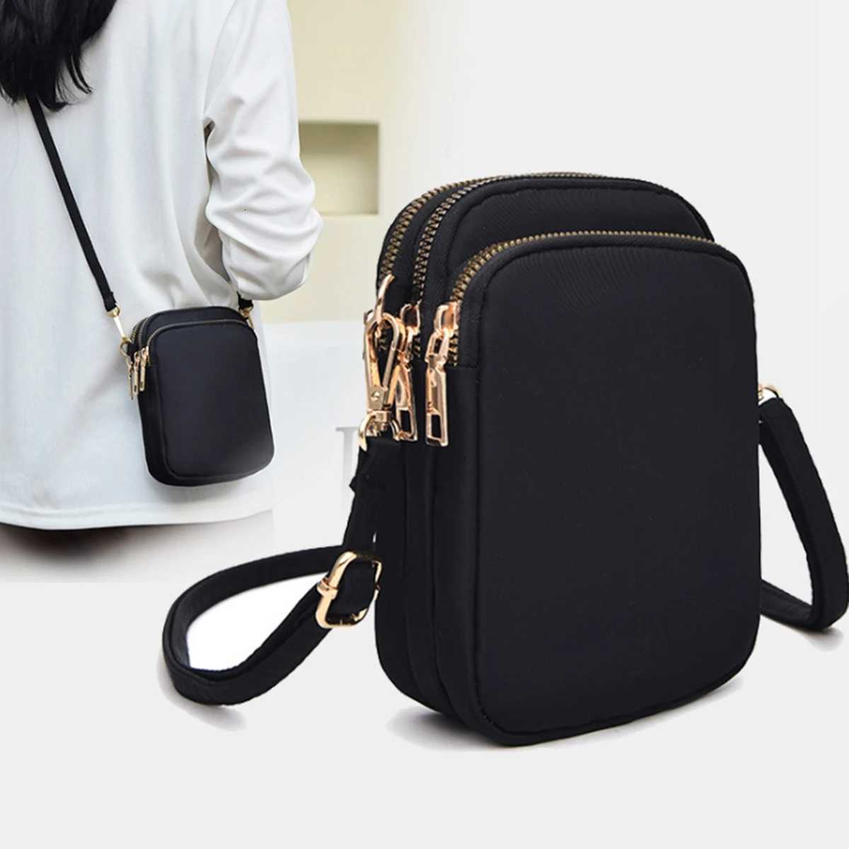 Light luxury mobile phone bag vertical wallet lightweight large capacity 3-layer storage crossbody single-shoulder bag C260406