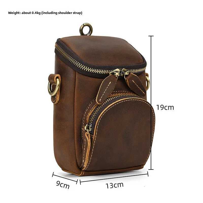 Vintage Leather Pack for Men Women Shoulder Bag Fashion Multi-Pockets Waist Belt Bag for Travel Sports Hiking Cycling Running C260406