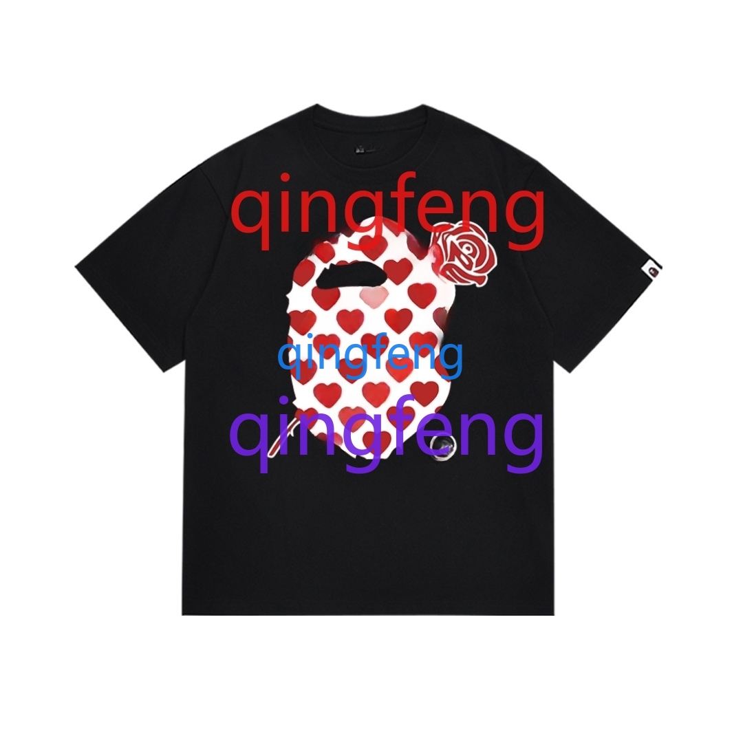 New summer short sleeved round neck T-shirt, casual and fashionable short sleeved shirt, camouflage graffiti flame printed all cotton T-shirt, casual 