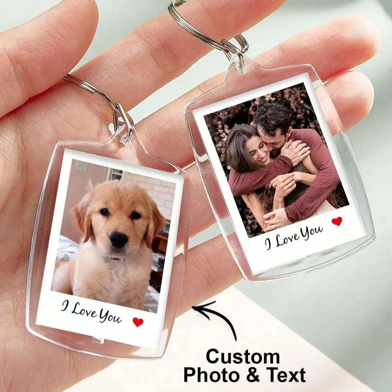 Custom Po And Text Keychain Personalized Acrylic Keychain Couple Keychain Birthdays Gift Anniversaries Couples Gift 260403BJ