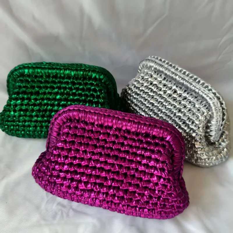 Silver Weave Fabric Handbag Multicolor Ladies Chain Underarm Bag Womens Clutch Bag C260406