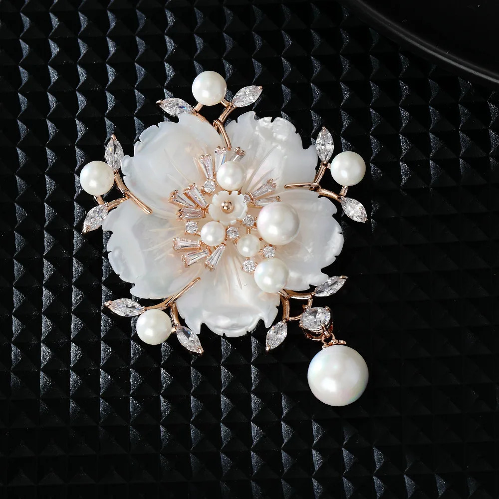 Versatile Natural Shell Rose Brooch Mother Shell Flower Brooch Coat Suit Accessories Wholesale 260403BJ - view 4